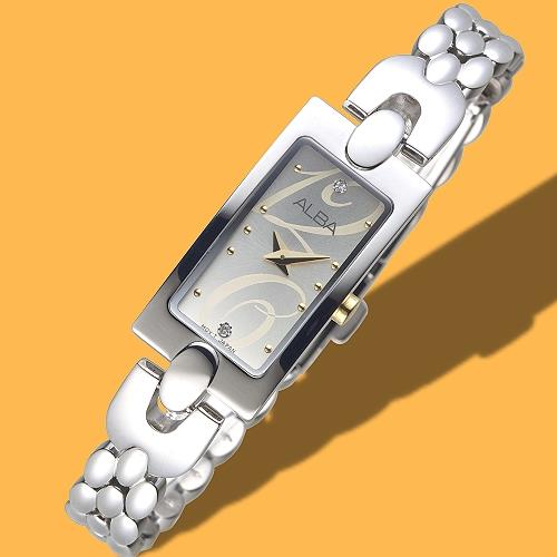 【ALBA】雅柏手錶 時尚風SWAROVSKI晶鑽銀色鍊帶女錶/AEGD43X1(保固二年)
