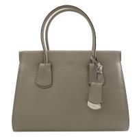 TODS 壓印LOGO小牛皮肩背托特包.灰