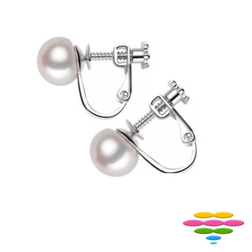 彩糖鑽工坊 9-10mm 淡水珍珠 夾式耳環 簡愛系列