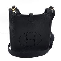 HERMES 排隊款-黑色牛皮斜背Mini Evelyne包(展示品)