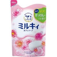 日本 牛乳石鹼 牛奶精華沐浴乳補充包400ml-花香粉