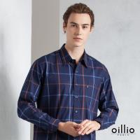 oillio歐洲貴族 男裝 長袖純棉襯衫 休閒格紋 貼心口袋搭配 商務休閒 藍色 -男款 秋冬首選 舒適透氣 吸濕排汗 四季皆可穿