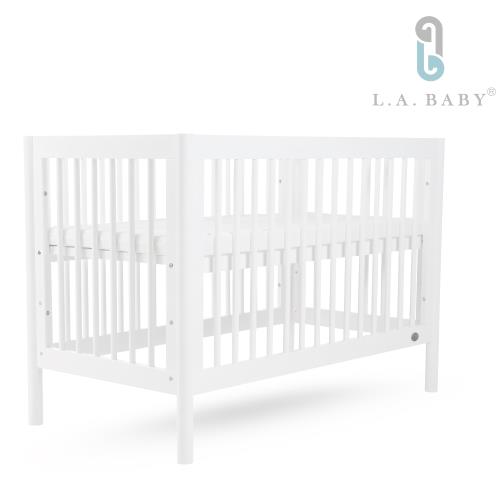L.A. Baby   波士頓嬰兒中床 嬰兒床/床邊床/原木床(白色、贈乳膠床墊5cm )