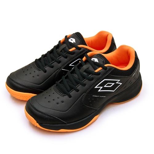 【LOTTO】全地形入門級網球鞋 SPACE 600系列 附贈橘色鞋帶 黑橘 2230 男