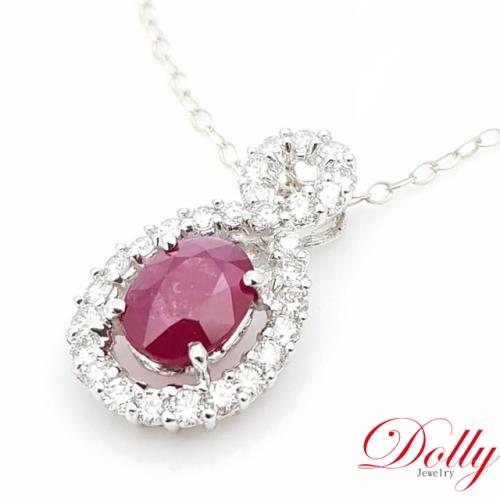 Dolly 14K金 緬甸無燒紅寶石1克拉 鑽石項鍊(024)