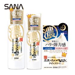Sana莎娜 豆乳美肌緊緻潤澤夜間加強修護組 化妝水0ml 乳液150ml 夜用乳霜50g Sana Her森森購物網