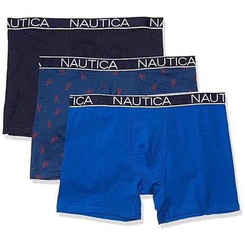 NAUTICA  2020男時尚彈力棉藍色系四角修飾內著混搭3件組