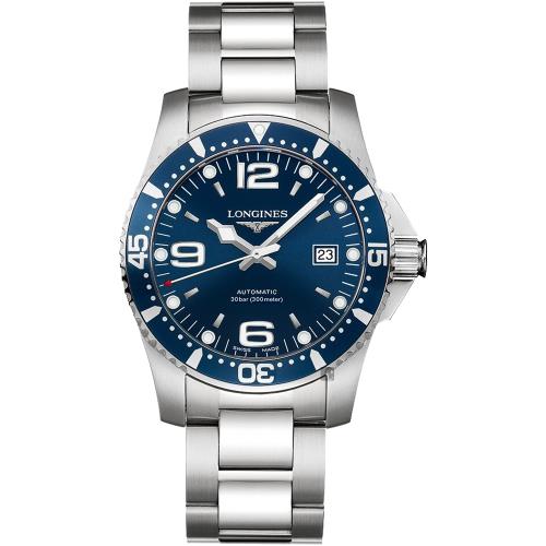 LONGINES浪琴征服者300米潛水64小時動力儲存機械錶-藍/41mmL37424966