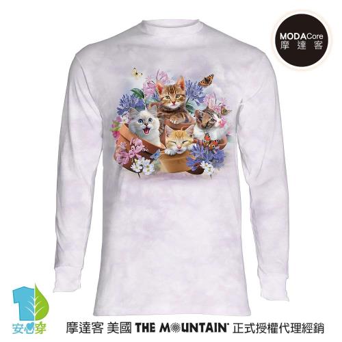 摩達客-預購-美國進口The Mountain 花園貓咪哦耶 純棉長袖T恤