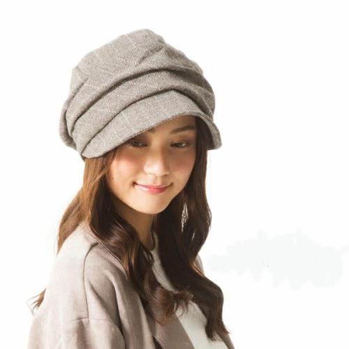 日本  QUEENHEAD  360度美抗寒保暖抗UV防曬小臉帥氣帽082咖啡格紋色