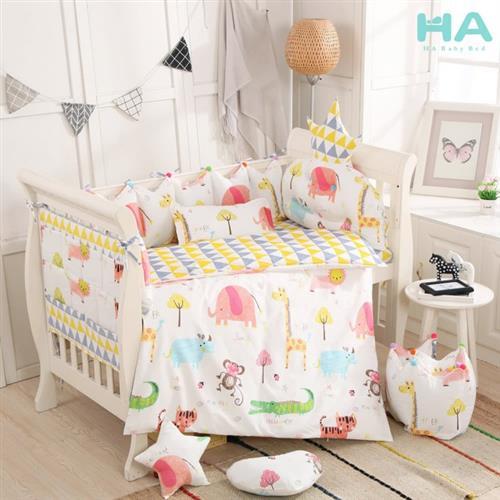 【HA Baby】嬰兒床專用-四面床圍+床單(適用 長x寬120cmx70cm嬰兒床型)