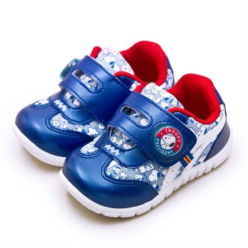 【SNOOPY 史努比】中童 15cm-19cm 台灣製造 PEANUTS兒童電燈運動鞋(寶藍 95116)