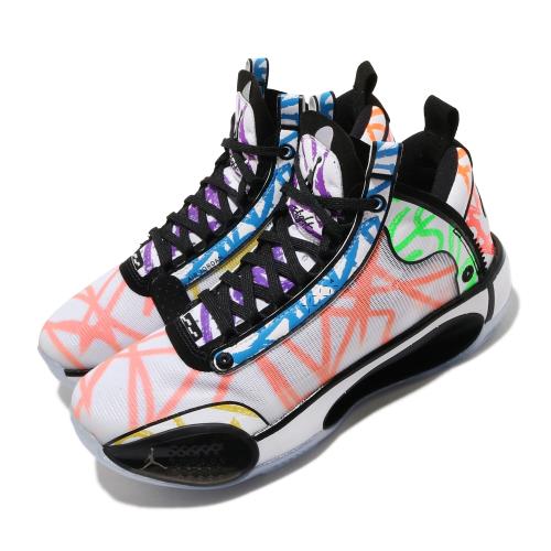 Nike 籃球鞋 Air Jordan XXXIV 女鞋 喬丹 AJ34 避震包覆 多彩素描 大童 彩 白 DA4450100 [ACS 跨運動]