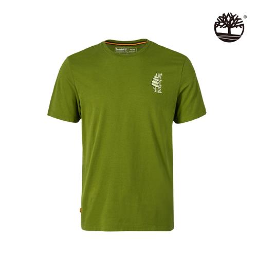 Timberland 男款馬蹄蓮綠背面印花短袖T恤A2E5GBG0