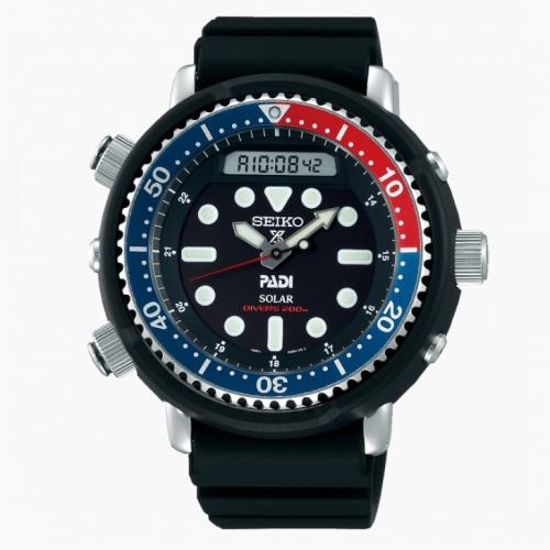 SEIKO精工 PROSPEX PADI特別款太陽能雙顯潛水腕錶 H851-00A0B/SNJ027P1