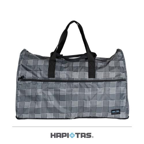 (HAPI+TAS)日本摺疊旅行袋 收納袋 開學袋(H0004-大-黑灰色蘇格蘭紋)