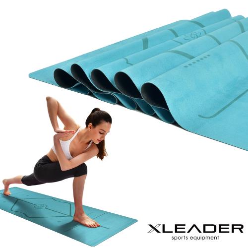 Leader X 加寬版 專業防滑天然橡膠正位線麂皮絨瑜珈墊 瑜珈毯鋪巾 1mm 湖水藍