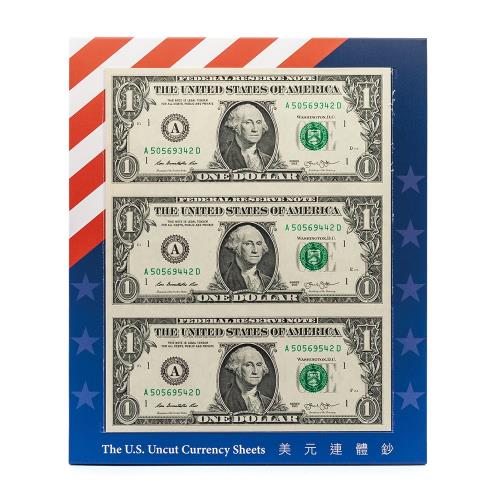 【台灣大洋金幣】2021 美金1元3連體鈔立卡