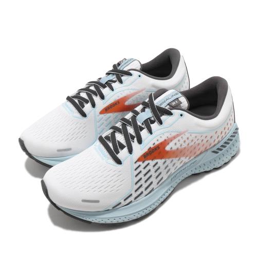 Brooks 慢跑鞋 Adrenaline GTS 21寬楦女鞋 路跑 緩震 DNA科技 透氣 健身 球鞋 白 藍 1203291D193