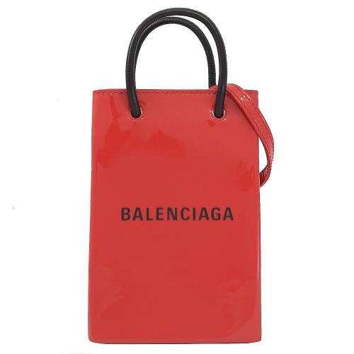 BALENCIAGA 巴黎世家 593826 Shopper 品牌LOGO迷你兩用手機袋.紅