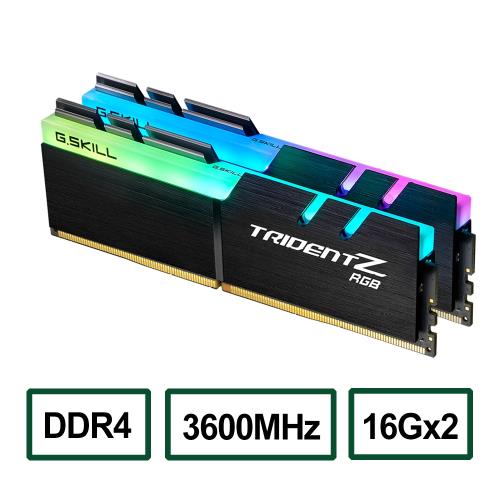 G.SKILL芝奇 Trident Z RGB 幻光戟系列 DDR4-3600MHz 32GB桌上型電競記憶體(16G*2)
