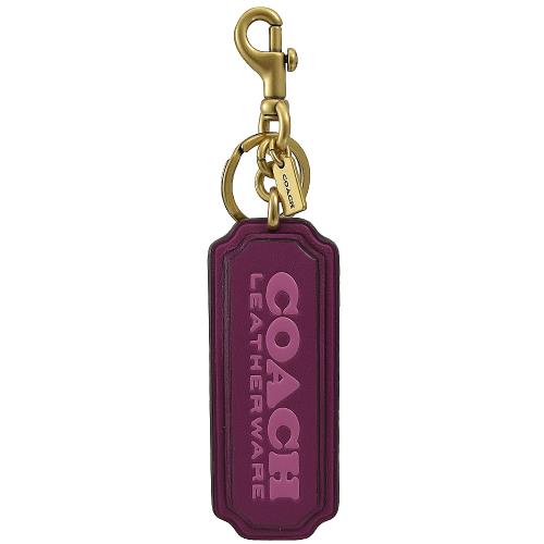 COACH 89411 品牌LOGO造型皮革吊飾/鑰匙圈.紫紅