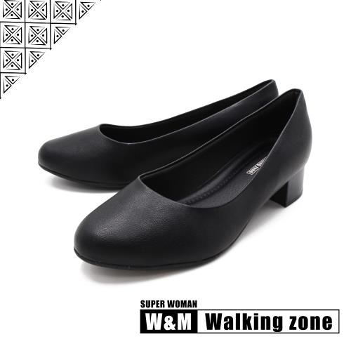 WALKING ZONE SUPER WOMAN系列 圓頭素面低跟上班鞋 女鞋 - 黑(另有藍.卡其)