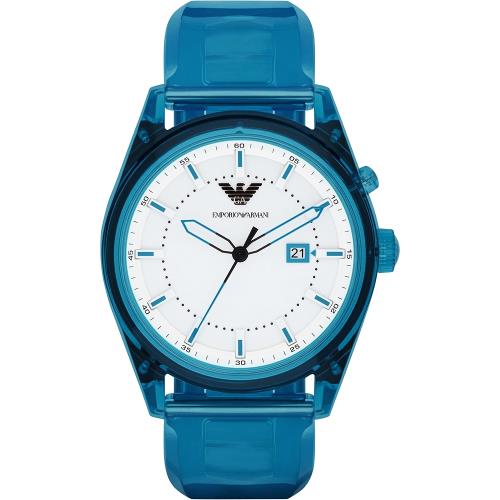 EmporioArmaniSummer時尚腕錶-白x藍/44mmAR1072