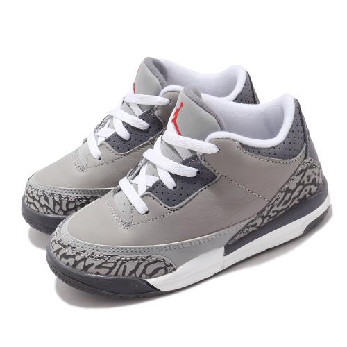 Nike 籃球鞋 Jordan Retro 3 童鞋 經典款 爆裂紋 復刻 穿搭 小童 灰 白 832033012 [ACS 跨運動]