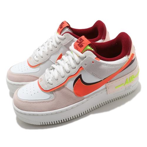 Nike 休閒鞋AF1 Shadow 運動女鞋經典款厚底舒適簡約穿搭球鞋白粉橘