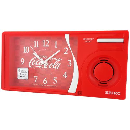 SEIKO 可口可樂聯名 滑動式秒針 音樂鬧鐘-紅/15x7.5cm QHP901R