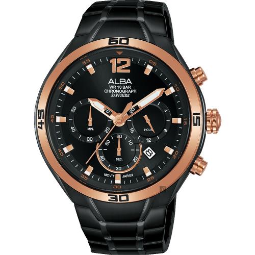ALBA雅柏IG廣告款型男計時錶-黑44mmVD53-X353SD(AT3G36X1)