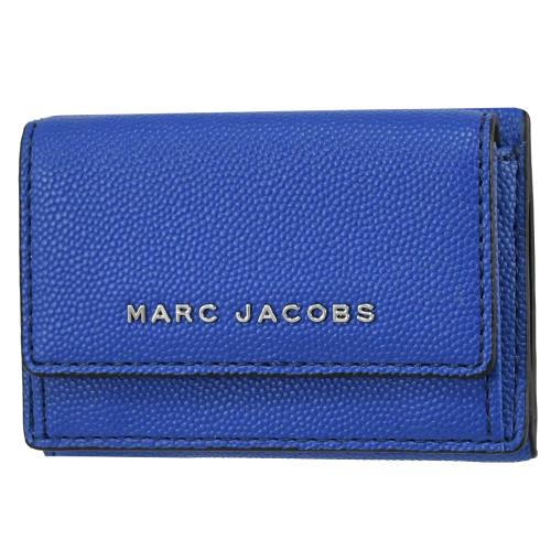 MARC JACOBS 馬克賈伯 浮雕LOGO三折釦式小短夾.藍