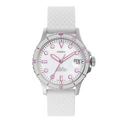 FOSSIL FB-01三指針日期白色矽膠手錶 