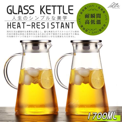 【Incare】熱銷日本耐高低溫玻璃冷水壺1700ml(買一送一)