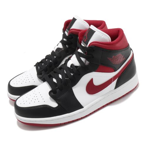 Nike 休閒鞋 Air Jordan 1代 Mid 男鞋 Metallic Red 喬丹 黑頭 黑 白 紅 554724122 554724-122