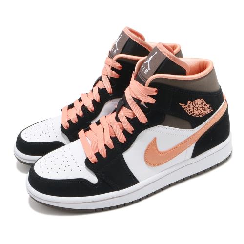 Nike 休閒鞋 Air Jordan 1 Mid 運動 女鞋 經典款 喬丹一代 皮革 麂皮 球鞋 穿搭 黑 橘 DH0210100