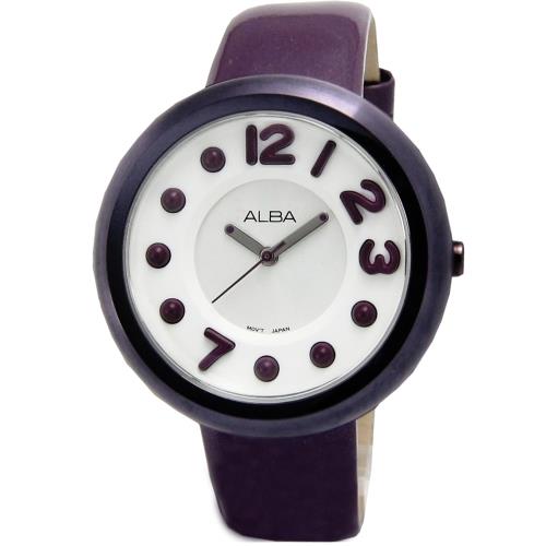 ALBA雅柏 潮流皮帶女錶-紫40MM(AH8095X/VJ21-X029Z)