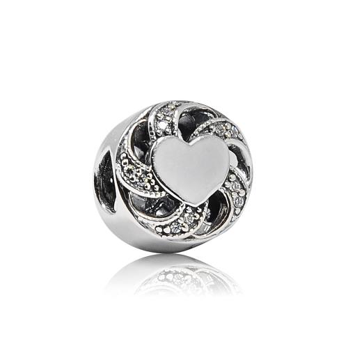 Pandora 潘朵拉 圓形纏繞鑲鋯緞帶愛心 純銀墜飾 串珠 791976CZ