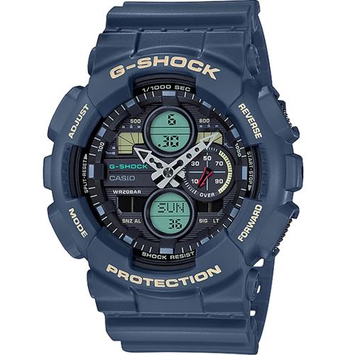CASIO卡西歐G-SHOCK系列質感耀眼耐衝擊手錶-霧面藍(GA-140-2A)