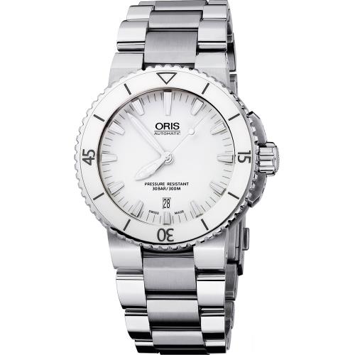 OrisAquis時間之海專業潛水陶瓷機械腕錶-白/43mm0173376534156-0782601PEB