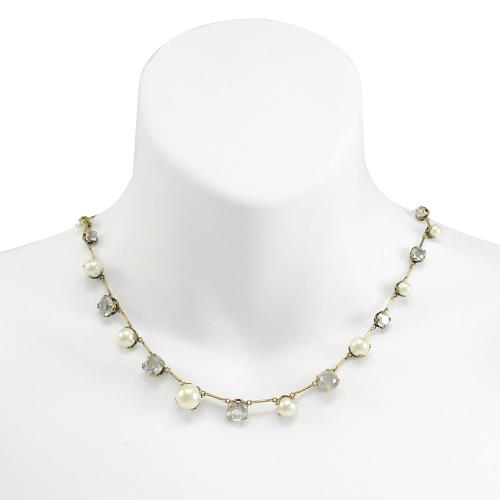 Christian Dior CD LOGO 復古水鑽珠飾造型頸鍊.金