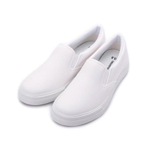 GIOVANNI VALENTINO 素色仿皮套式休閒鞋 白 GV8512 女鞋 鞋全家福(4M)