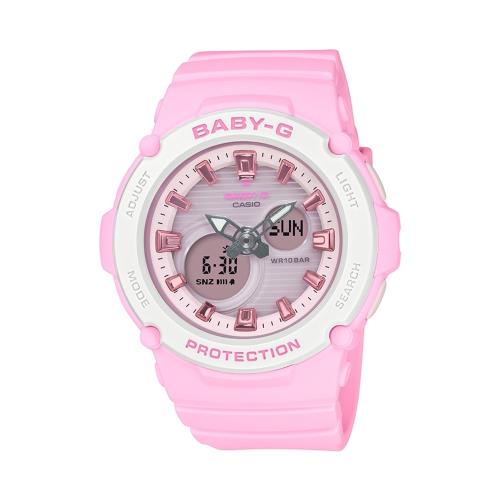 CASIO 卡西歐BABY-G粉嫩色調與果凍材質粉粉色錶(BGA-270-4A)