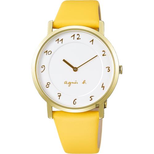 agnesb.30週年限定紀念手錶-金框x黃/33.8mmVJ20-KCW0Y(BJ5016X1)