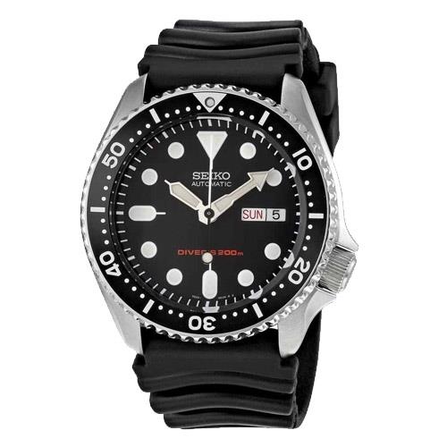 【SEIKO 精工】海馬潛水機械男錶 橡膠錶帶 曜石黑 防水200米(SKX007K1)