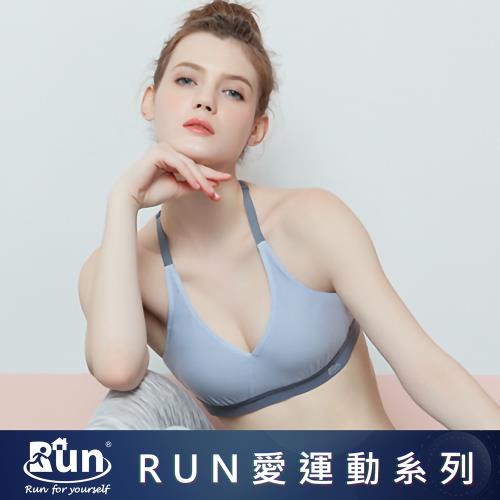 【EASY SHOP】RUN-素面運動休閒無鋼圈透氣內衣-灰藍色