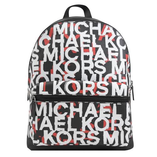 MICHAEL KORS COOPER 普普風品牌LOGO雙肩後背包.黑/紅