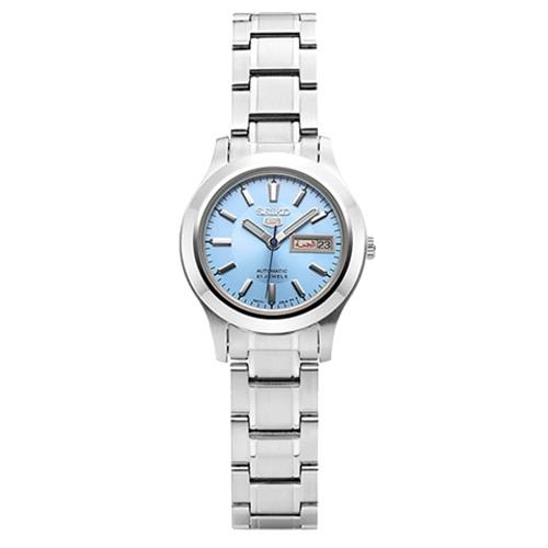 【SEIKO 精工】時尚機械女錶 不鏽鋼錶帶 淡水藍 生活防水(SYMD89K1)