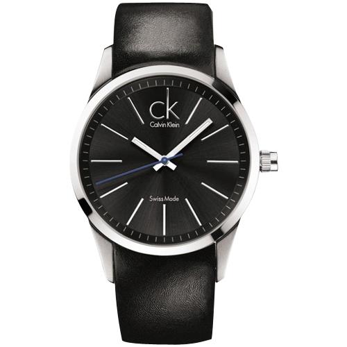 【瑞士 CK手錶 Calvin Klein】CK中性錶 皮革錶帶 Calvin Klein 礦物抗磨玻璃 防水100米(K2241104)